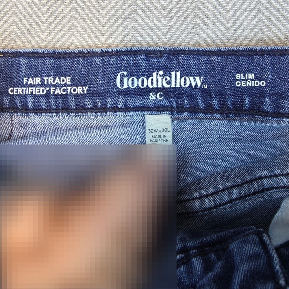 Goodfellow & Co Mens Slim Fit Distressed Hem Blue Jeans 32x30 Stretch Denim - Picture 4 of 12